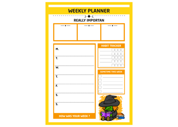 ADHD Planner - Witch Cartoon Theme Pt. 4: A Practical Tool for Time Management and Focus