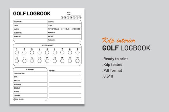Golf Logbook KDP Interior: A Ready-to-Use Solution for Publishing Your Golf Journal