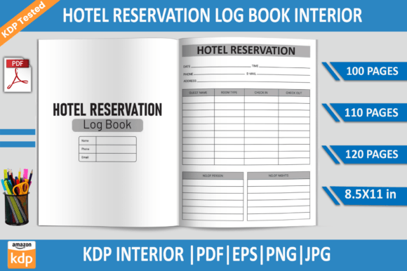 Hotel Reservation Log Book KDP Interior Template